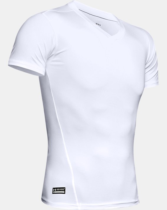 Tactical HeatGear® - T-shirt Compression à encolure en V pour homme, White, pdpMainDesktop image number 4